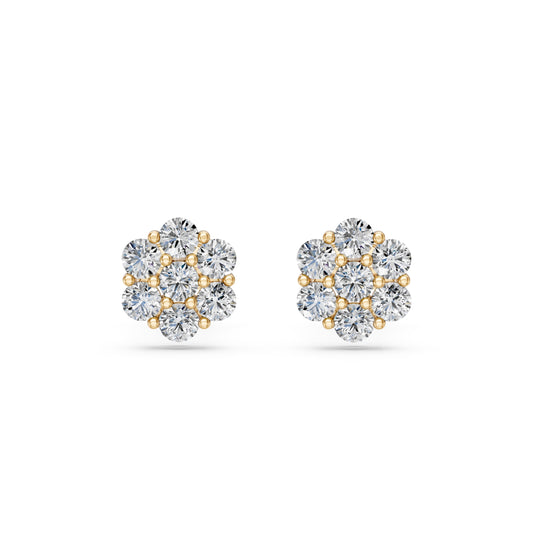 Flower Pave Stud Earrings