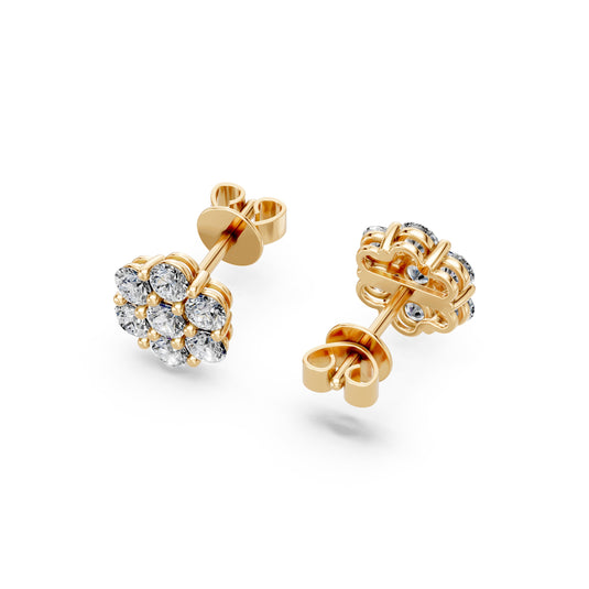 Flower Pave Stud Earrings