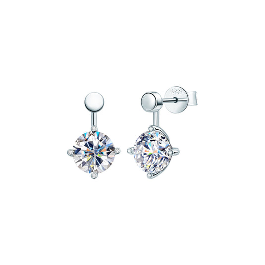 Round Solitaire Drop Earrings